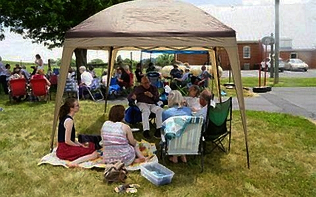 finding human made shade under and awning